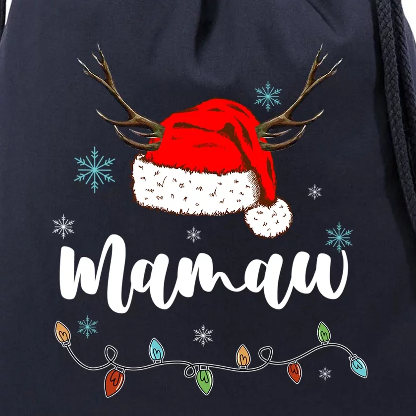 Personalized Gift Mamaw Christmas Santa Hat Light Up Gift Drawstring Bag