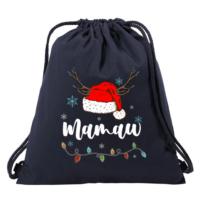 Personalized Gift Mamaw Christmas Santa Hat Light Up Gift Drawstring Bag