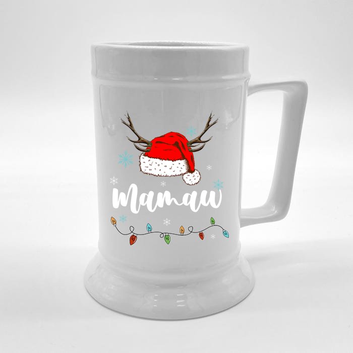 Personalized Gift Mamaw Christmas Santa Hat Light Up Gift Front & Back Beer Stein