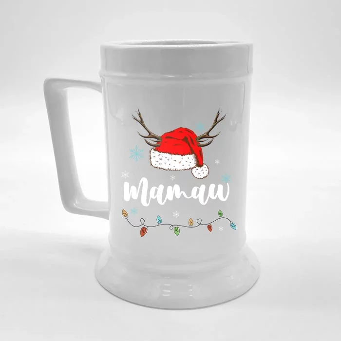 Personalized Gift Mamaw Christmas Santa Hat Light Up Gift Front & Back Beer Stein