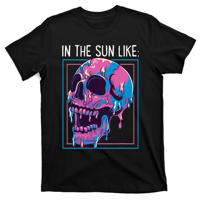 Pastel Goth Melting Skull In The Sun Like Aesthetic Summer T-Shirt