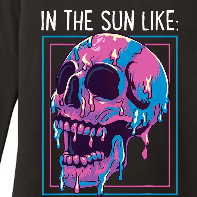 Pastel Goth Melting Skull In The Sun Like Aesthetic Summer Womens CVC Long Sleeve Shirt