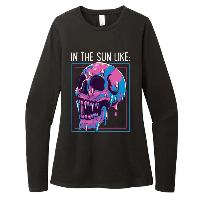 Pastel Goth Melting Skull In The Sun Like Aesthetic Summer Womens CVC Long Sleeve Shirt