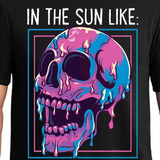 Pastel Goth Melting Skull In The Sun Like Aesthetic Summer Pajama Set