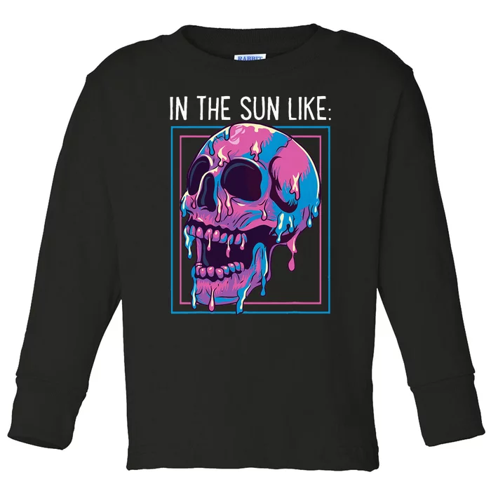 Pastel Goth Melting Skull In The Sun Like Aesthetic Summer Toddler Long Sleeve Shirt