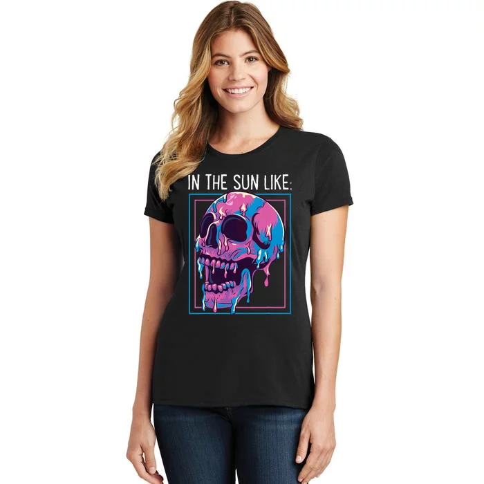 Pastel Goth Melting Skull In The Sun Like Aesthetic Summer Women's T-Shirt