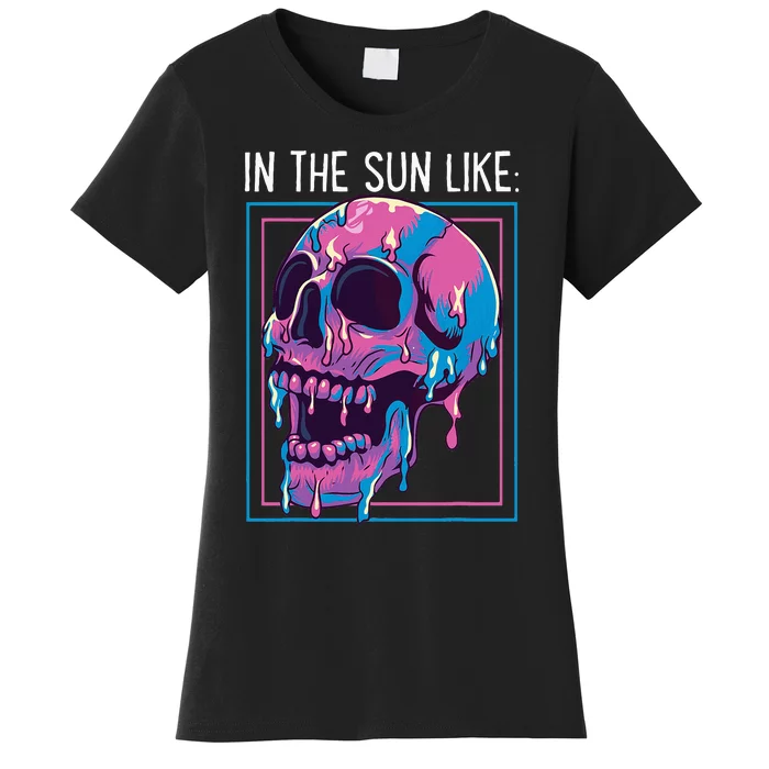 Pastel Goth Melting Skull In The Sun Like Aesthetic Summer Women's T-Shirt