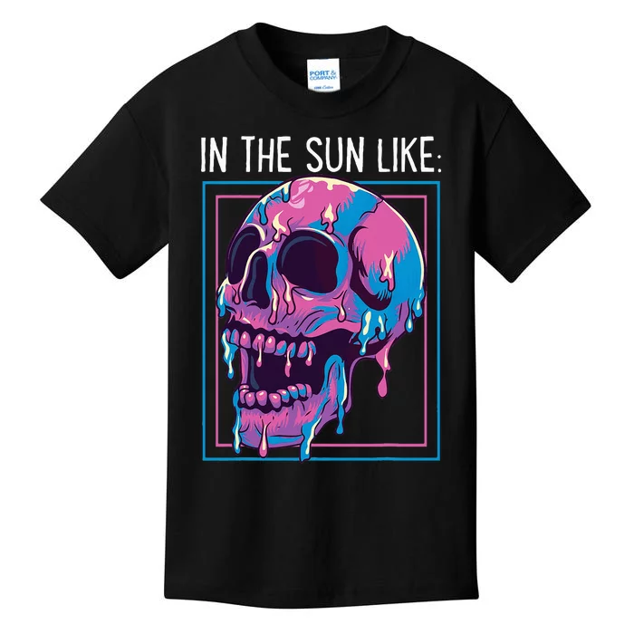 Pastel Goth Melting Skull In The Sun Like Aesthetic Summer Kids T-Shirt