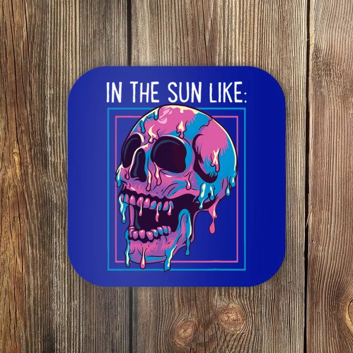 Pastel Goth Melting Skull In The Sun Like Aesthetic Coaster