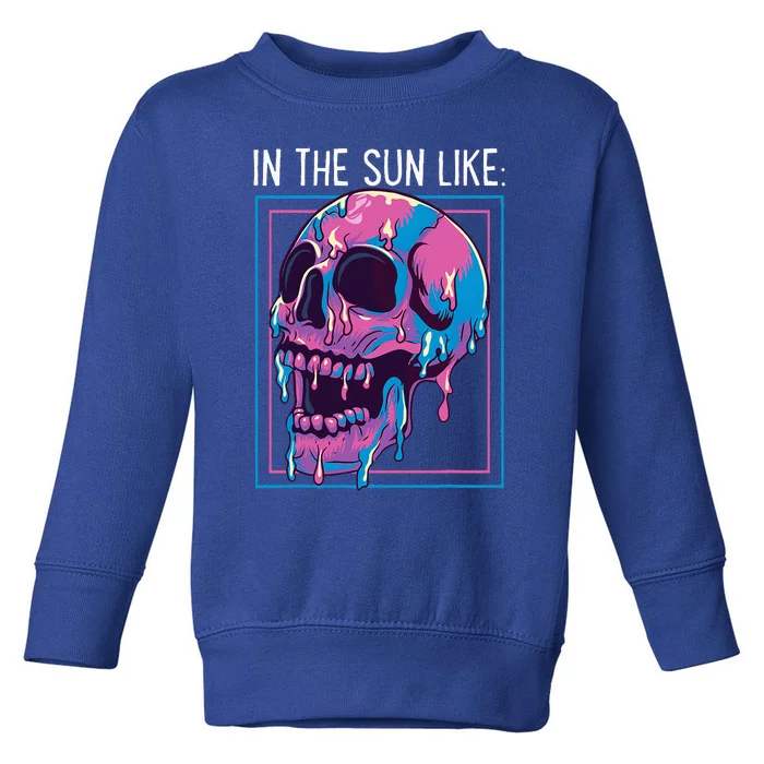 Pastel Goth Melting Skull In The Sun Like Aesthetic Toddler Sweatshirt