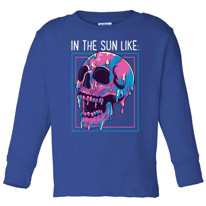 Pastel Goth Melting Skull In The Sun Like Aesthetic Toddler Long Sleeve Shirt