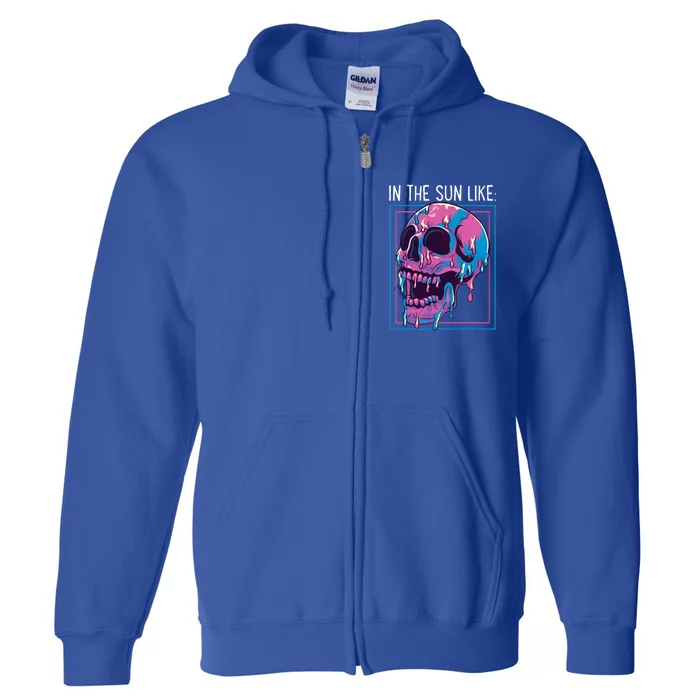 Pastel Goth Melting Skull In The Sun Like Aesthetic Full Zip Hoodie