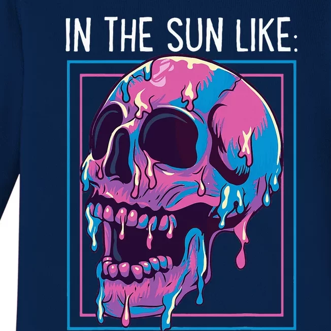 Pastel Goth Melting Skull In The Sun Like Aesthetic Baby Long Sleeve Bodysuit