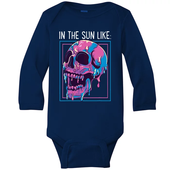 Pastel Goth Melting Skull In The Sun Like Aesthetic Baby Long Sleeve Bodysuit