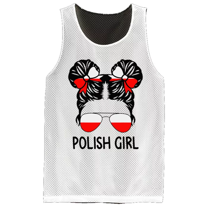 Polish Girl Messy Hair Poland Pride Root Patriotic Mesh Reversible Basketball Jersey Tank