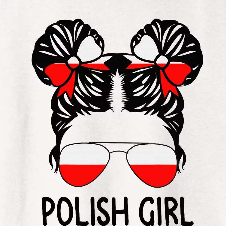 Polish Girl Messy Hair Poland Pride Root Patriotic Women's Crop Top Tee