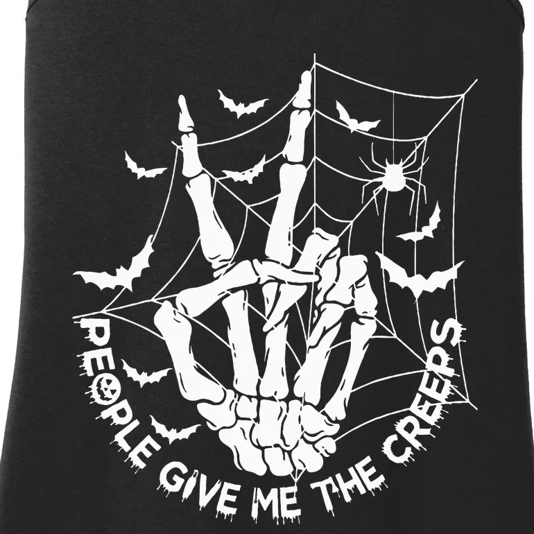 People Give Me The Creeps Creepy Halloween Skeleton Hand Ladies Essential Tank