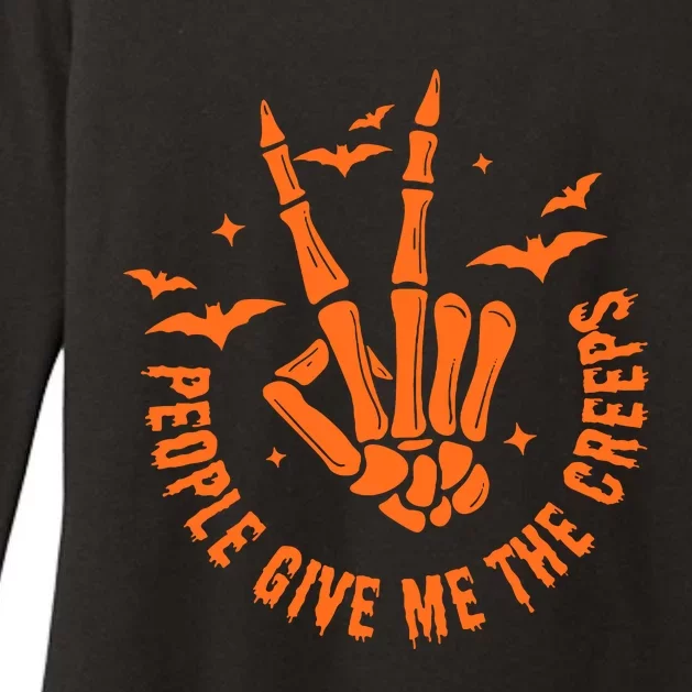 People Give Me The Creeps Halloween Skeleton Horror Skeleton Hand Womens CVC Long Sleeve Shirt