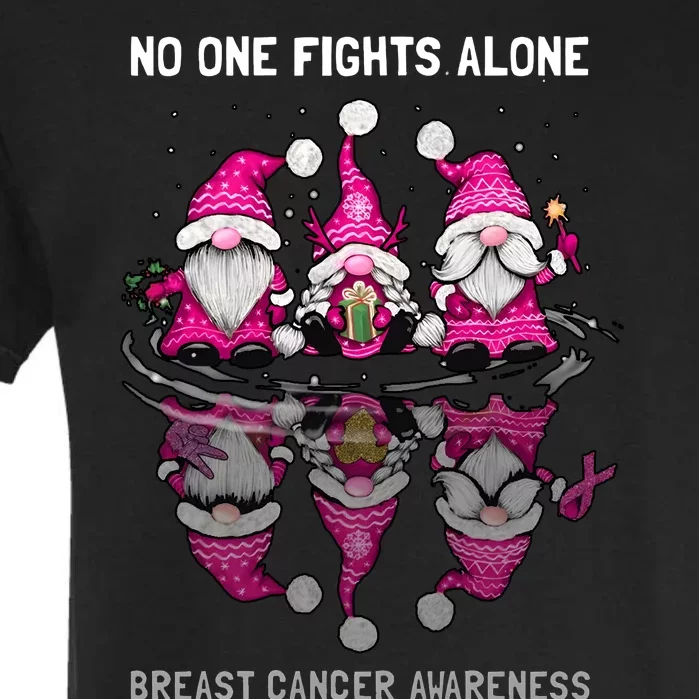 Pink Gnome No One Fights Alone Breast Cancer Awareness Garment-Dyed Heavyweight T-Shirt