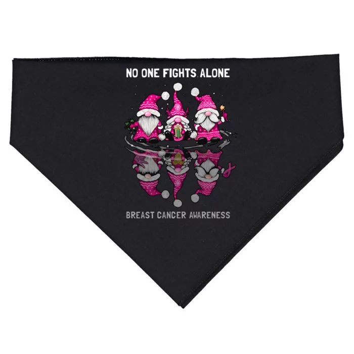 Pink Gnome No One Fights Alone Breast Cancer Awareness USA-Made Doggie Bandana