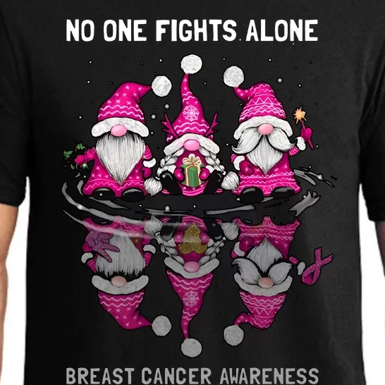 Pink Gnome No One Fights Alone Breast Cancer Awareness Pajama Set