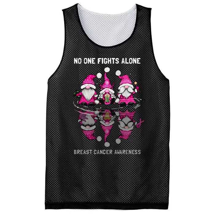 Pink Gnome No One Fights Alone Breast Cancer Awareness Mesh Reversible Basketball Jersey Tank