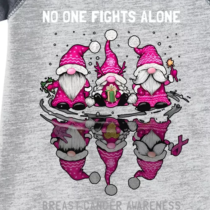 Pink Gnome No One Fights Alone Breast Cancer Awareness Infant Baby Jersey Bodysuit