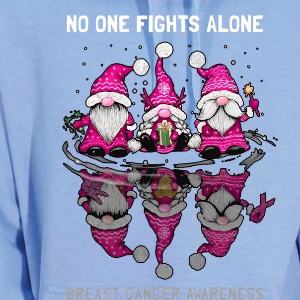 Pink Gnome No One Fights Alone Breast Cancer Awareness Unisex Surf Hoodie