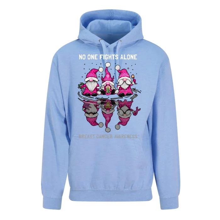 Pink Gnome No One Fights Alone Breast Cancer Awareness Unisex Surf Hoodie