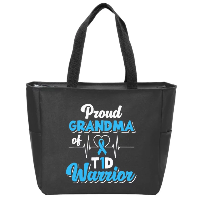 Proud Grandma Of A T1d Warrior Diabetic Diabetes Awareness Zip Tote Bag