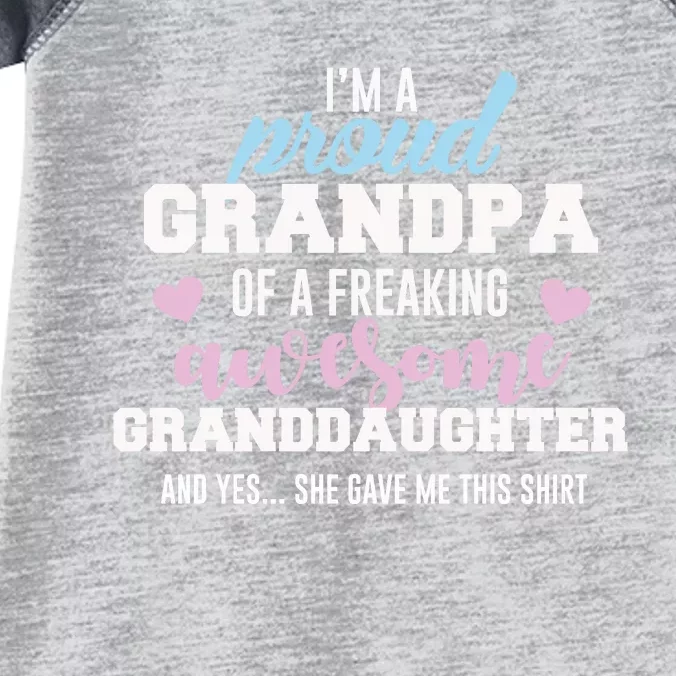 Proud Grandpa Of An Awesome Granddaughter Cool Gift Infant Baby Jersey Bodysuit