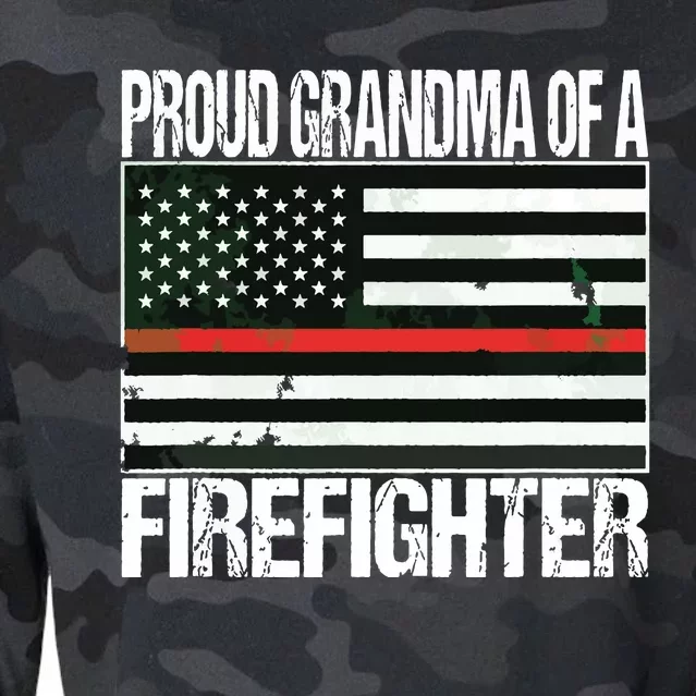 Proud Grandma Of A Firefighter Fireman Cropped Pullover Crew