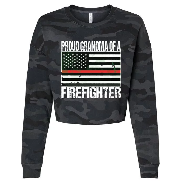 Proud Grandma Of A Firefighter Fireman Cropped Pullover Crew