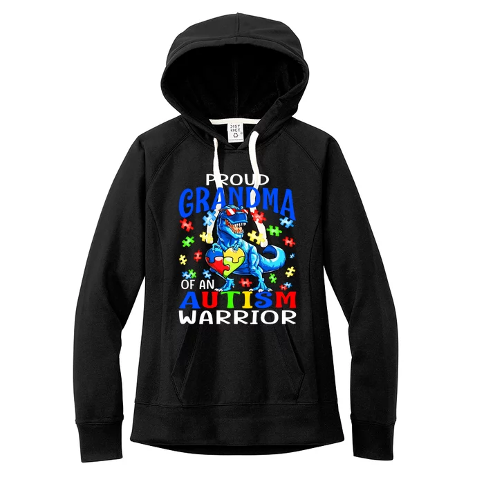 Proud Grandma Of An Autism Warrior Dinosaur Cool Gift Women's Fleece Hoodie