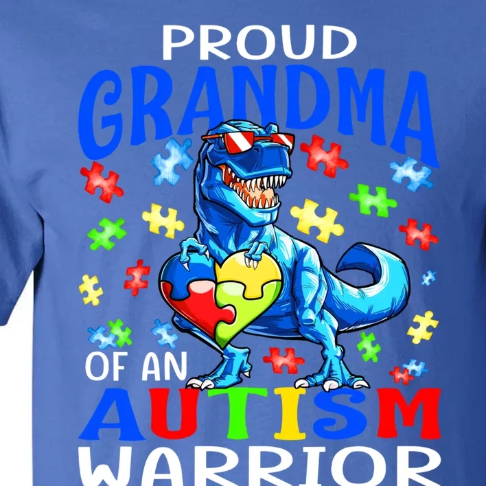 Proud Grandma Of An Autism Warrior Dinosaur Cool Gift Tall T-Shirt