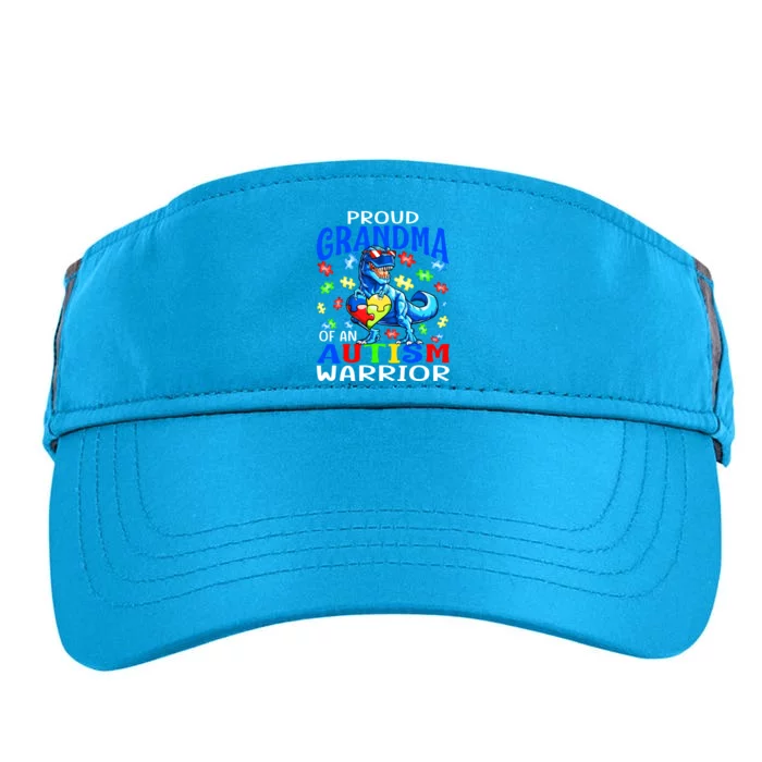 Proud Grandma Of An Autism Warrior Dinosaur Cool Gift Adult Drive Performance Visor