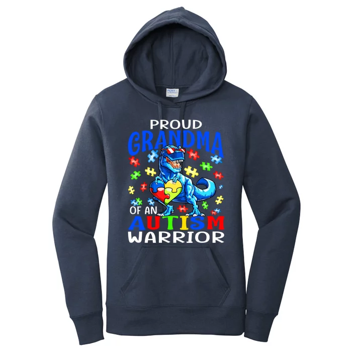 Proud Grandma Of An Autism Warrior Dinosaur Cool Gift Women's Pullover Hoodie