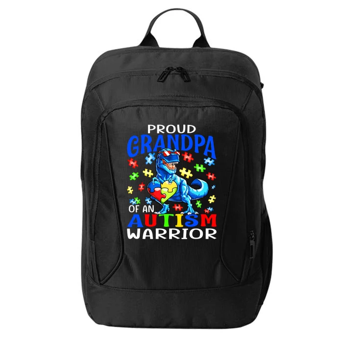 Proud Grandpa Of An Autism Warrior Dinosaur Cute Gift City Backpack