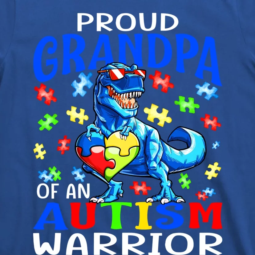 Proud Grandpa Of An Autism Warrior Dinosaur Cute Gift T-Shirt