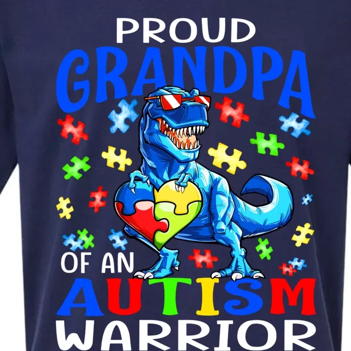 Proud Grandpa Of An Autism Warrior Dinosaur Cute Gift Sueded Cloud Jersey T-Shirt