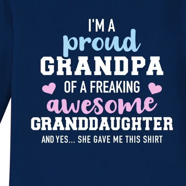 Proud Grandpa Of An Awesome Granddaughter Gift Baby Long Sleeve Bodysuit