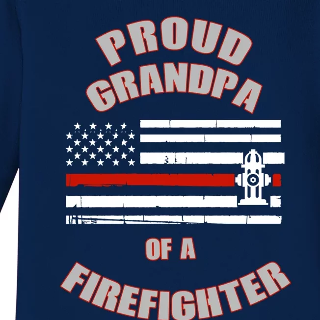 Proud Grandpa Of A Firefighter Funny Gift Baby Long Sleeve Bodysuit