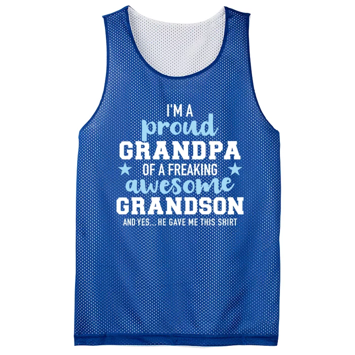 Proud Grandpa Of An Awesome Grandson Gift Mesh Reversible Basketball Jersey Tank