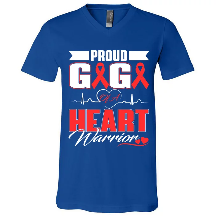 Proud Gigi Of A Heart Warrior Heart Disease Awareness Month Cool Gift V-Neck T-Shirt