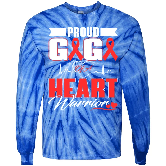 Proud Gigi Of A Heart Warrior Heart Disease Awareness Month Cool Gift Tie-Dye Long Sleeve Shirt