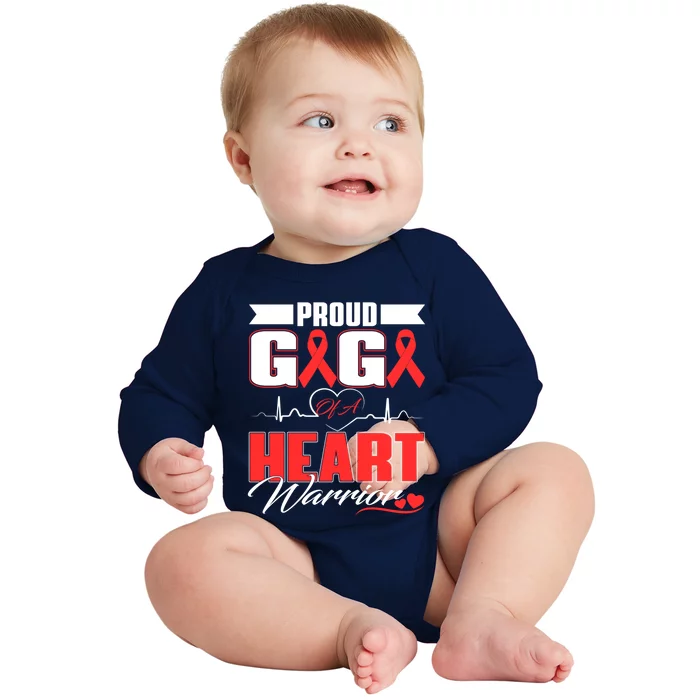 Proud Gigi Of A Heart Warrior Heart Disease Awareness Month Cool Gift Baby Long Sleeve Bodysuit