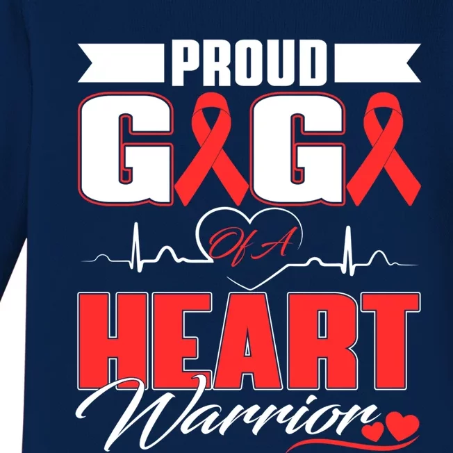 Proud Gigi Of A Heart Warrior Heart Disease Awareness Month Cool Gift Baby Long Sleeve Bodysuit