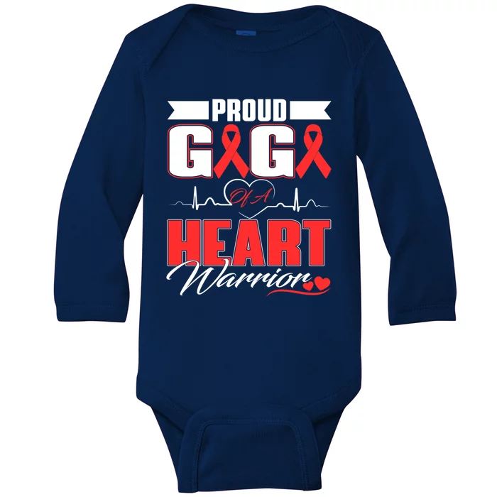 Proud Gigi Of A Heart Warrior Heart Disease Awareness Month Cool Gift Baby Long Sleeve Bodysuit