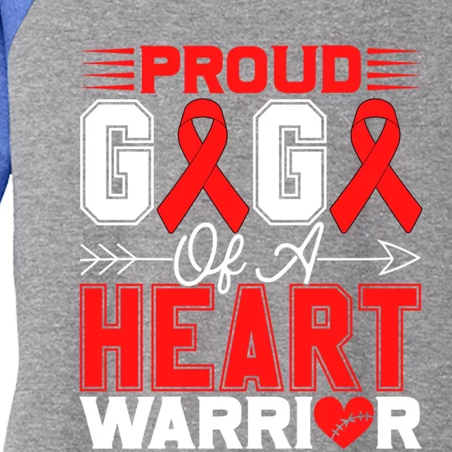 Proud Gigi Of A Heart Warrior Heart Disease Awareness Month Gift Women's Tri-Blend 3/4-Sleeve Raglan Shirt