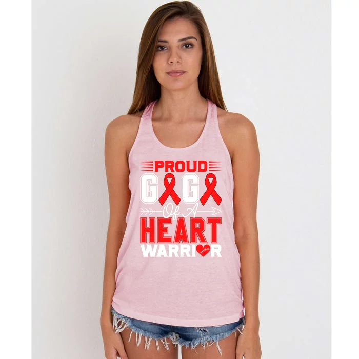 Proud Gigi Of A Heart Warrior Heart Disease Awareness Month Gift Women's Knotted Racerback Tank